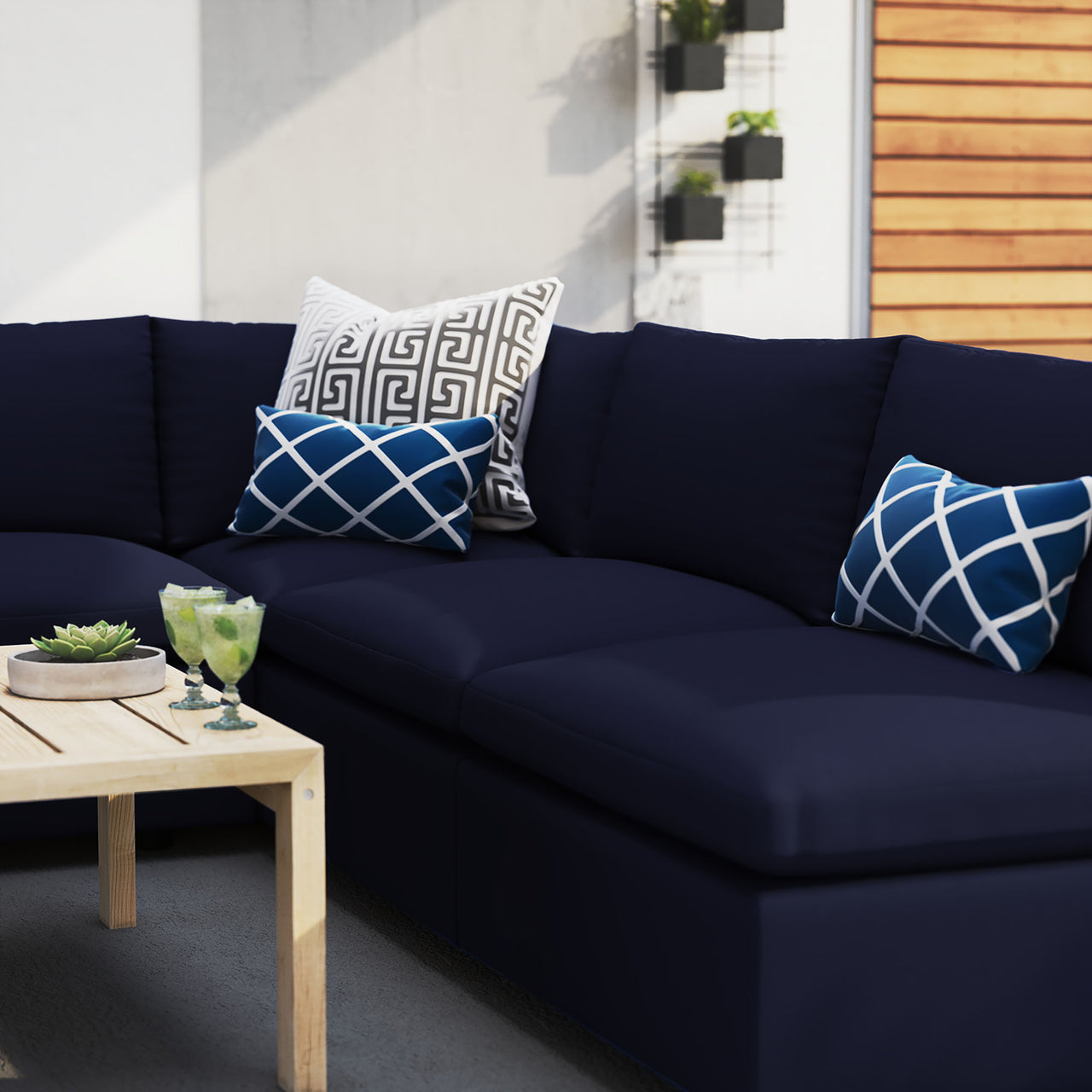 Angelic 5-Piece Sunbrella® Alfresco Sectional, Navy