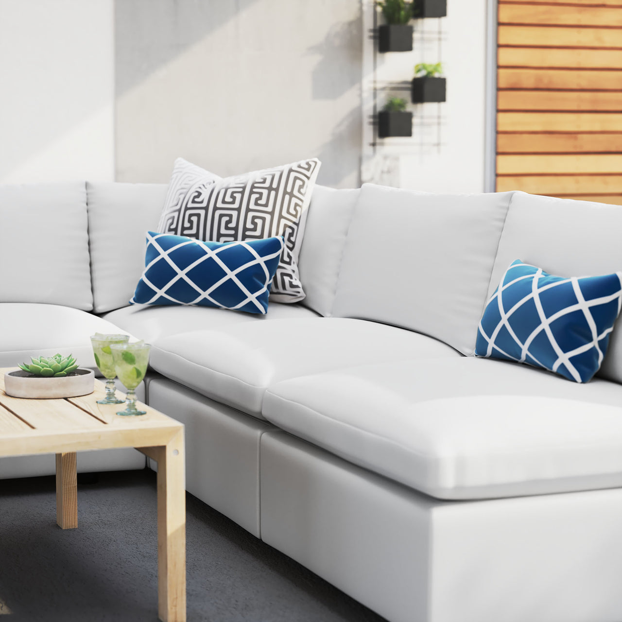 Angelic 5-Piece Sunbrella® Alfresco Sectional, White