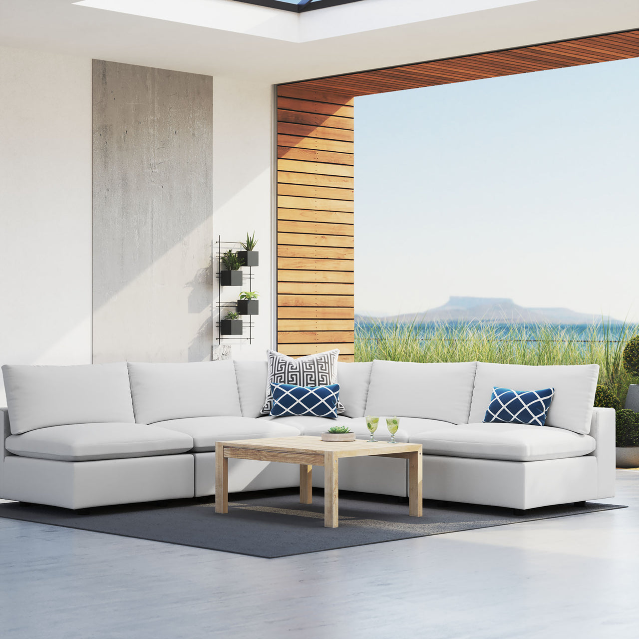 Angelic 5-Piece Sunbrella® Alfresco Sectional, White