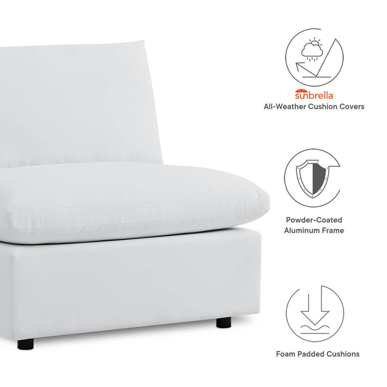 Angelic 5-Piece Sunbrella® Alfresco Sectional, White