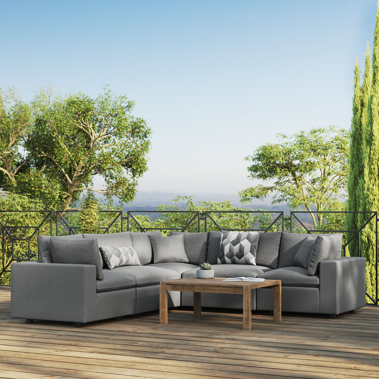 Angelic 5-Piece Alfresco Sectional, Charcoal
