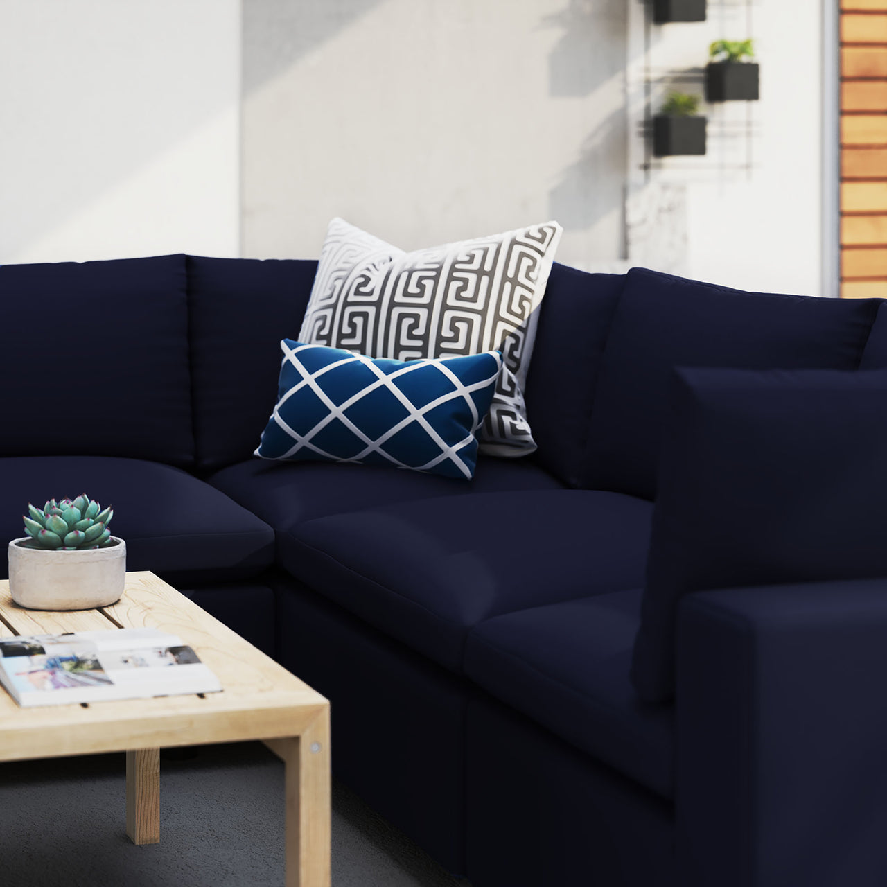 Angelic 5-Piece Sunbrella® Alfresco Sectional, Navy