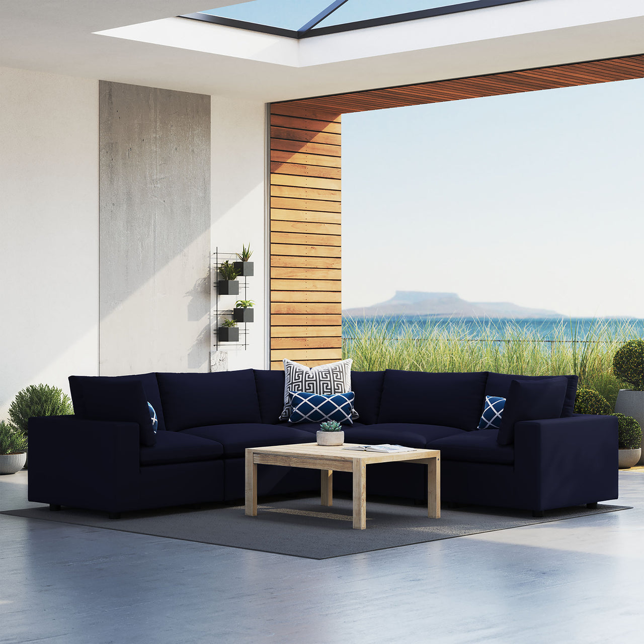 Angelic 5-Piece Sunbrella® Alfresco Sectional, Navy