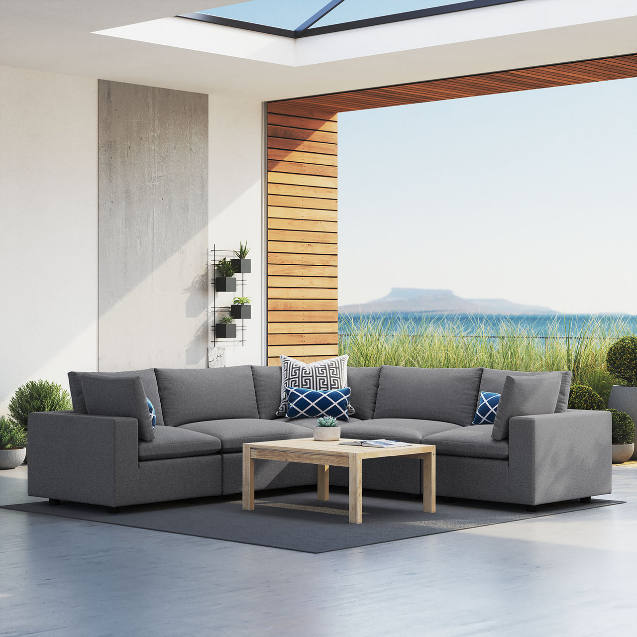 Angelic 5-Piece Sunbrella® Alfresco Sectional, Gray