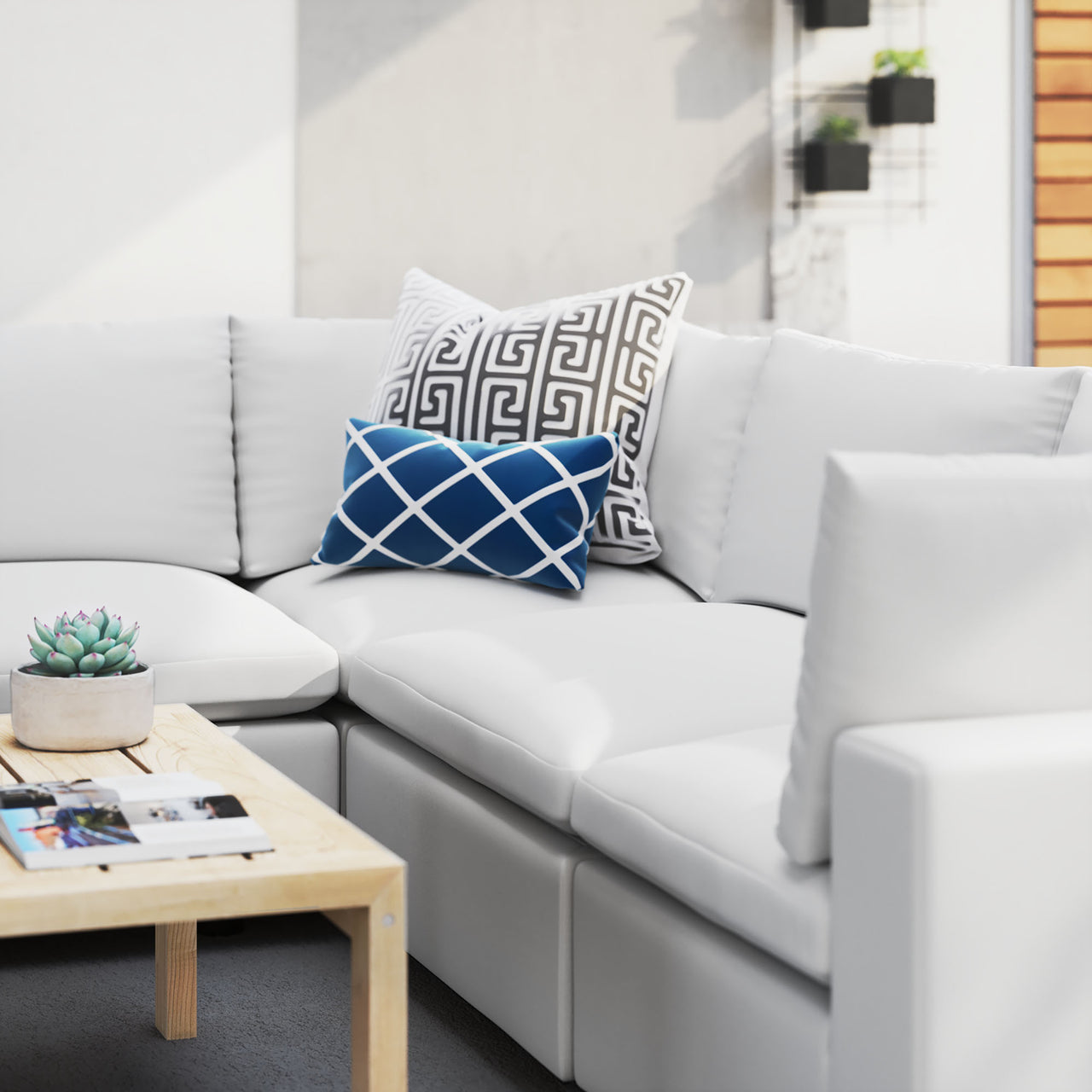 Angelic 5-Piece Sunbrella® Alfresco Sectional, White