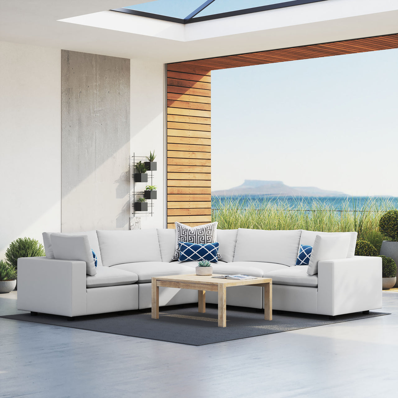 Angelic 5-Piece Sunbrella® Alfresco Sectional, White