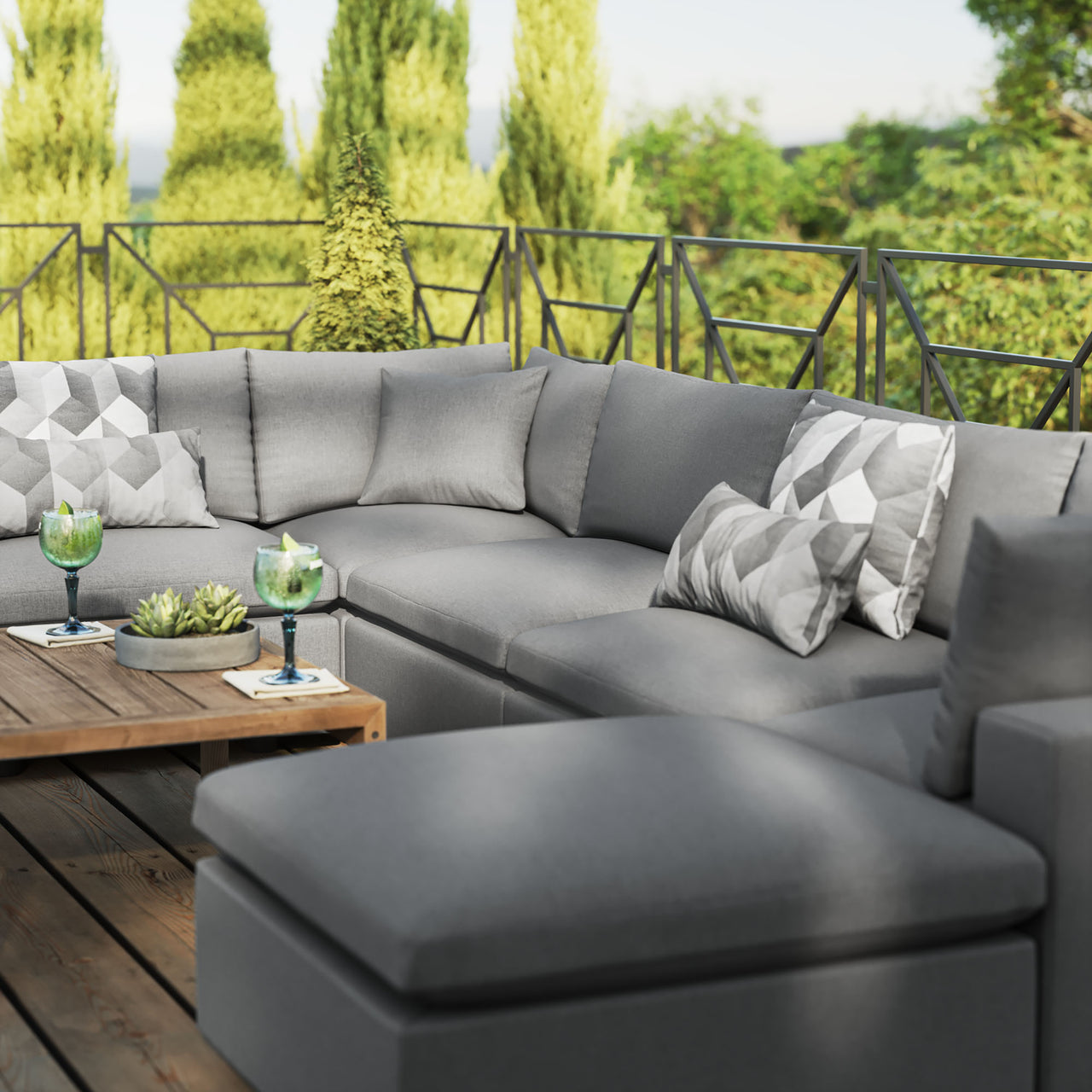 Angelic 7-Piece Alfresco Sectional, Charcoal