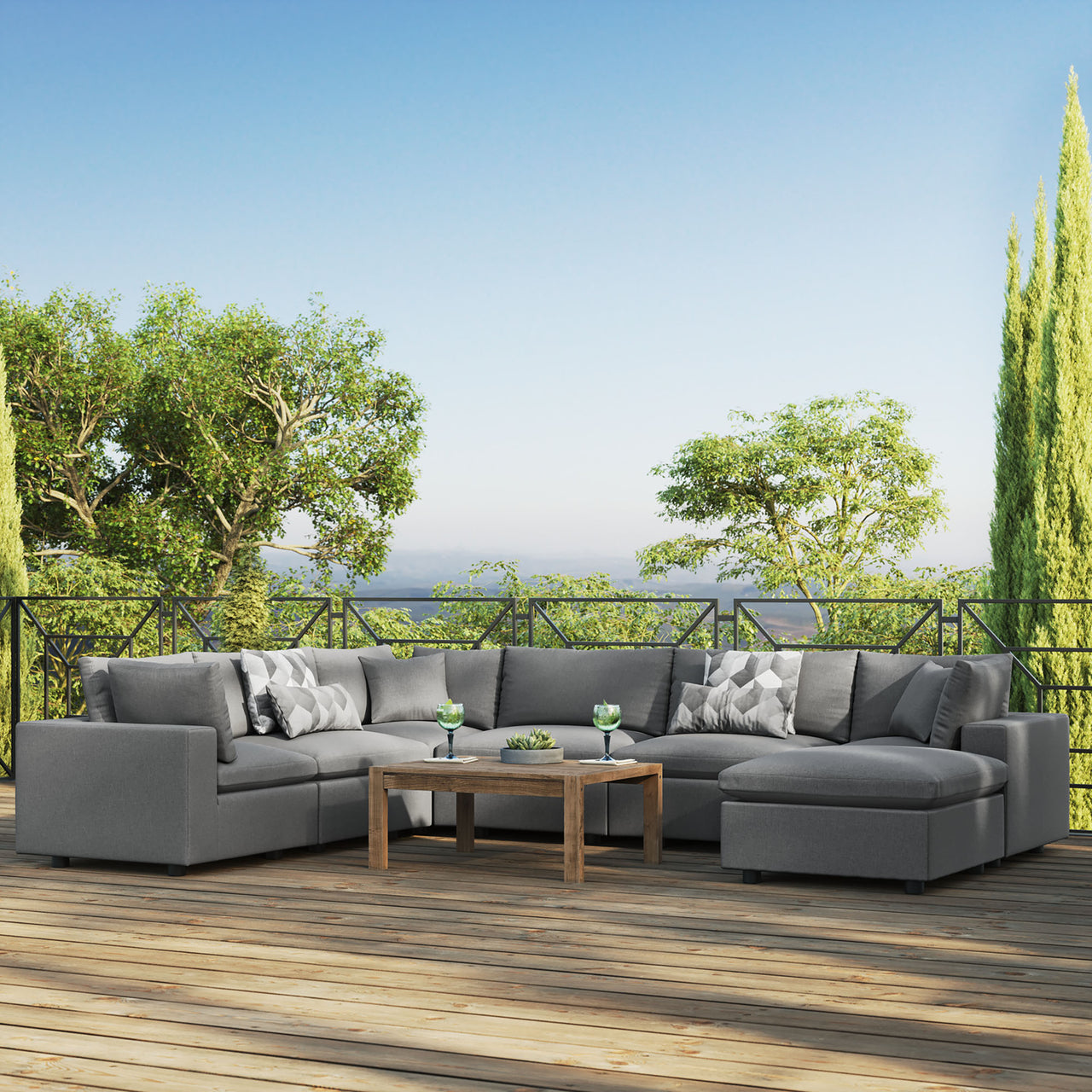 Angelic 7-Piece Alfresco Sectional, Charcoal