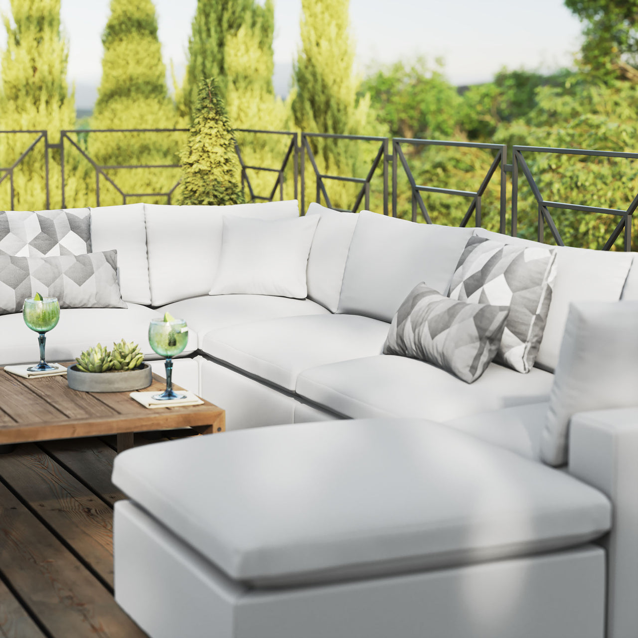 Angelic 7-Piece Alfresco Sectional, White