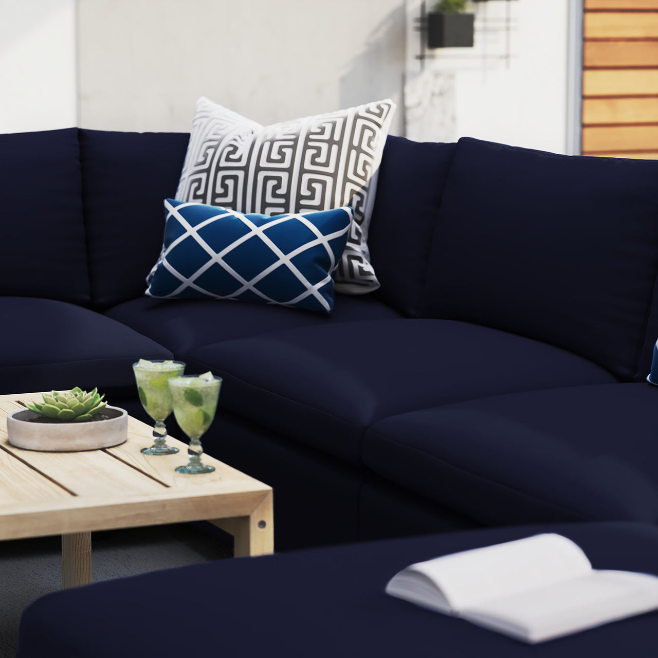 Angelic 7-Piece Sunbrella® Alfresco Sectional, Navy