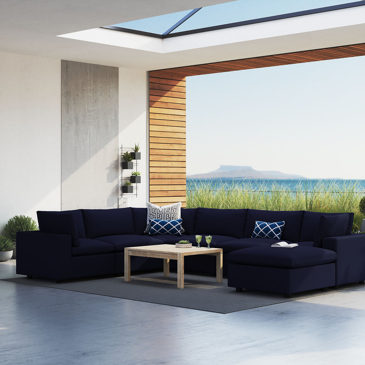 Angelic 7-Piece Sunbrella® Alfresco Sectional, Navy