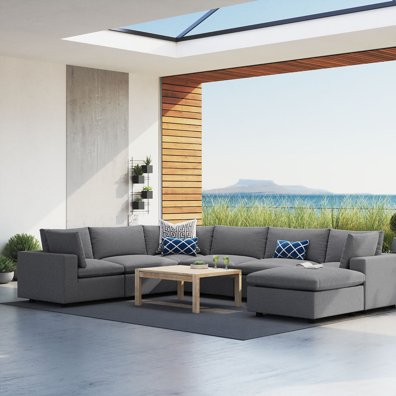 Angelic 7-Piece Sunbrella® Alfresco Sectional, Gray