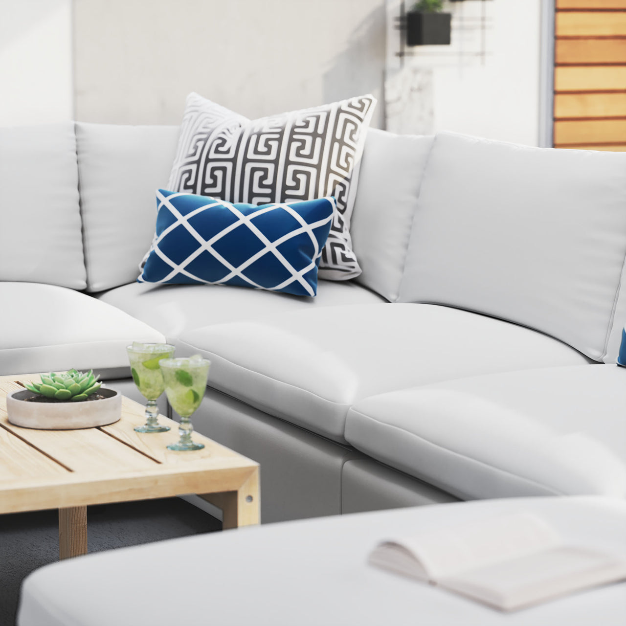 Angelic 7-Piece Sunbrella® Alfresco Sectional, White