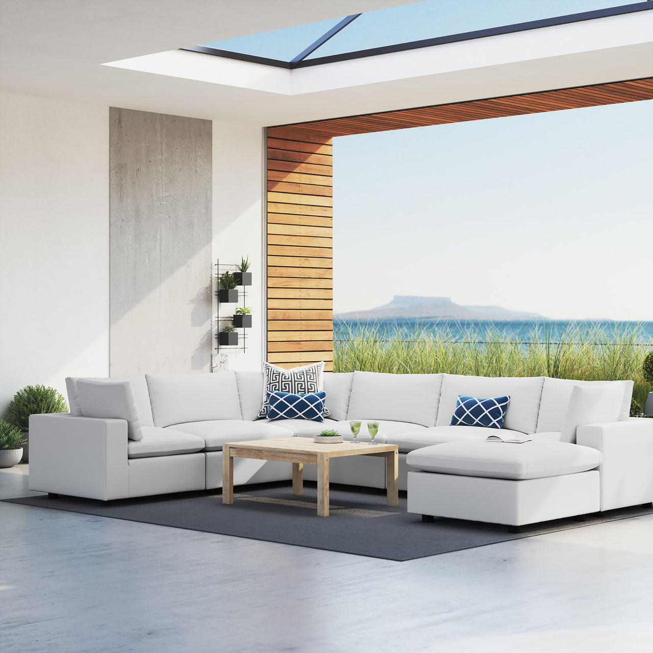 Angelic 7-Piece Sunbrella® Alfresco Sectional, White