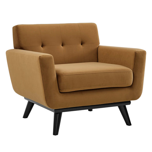 Rendezvous Velvet Armchair, Cognac