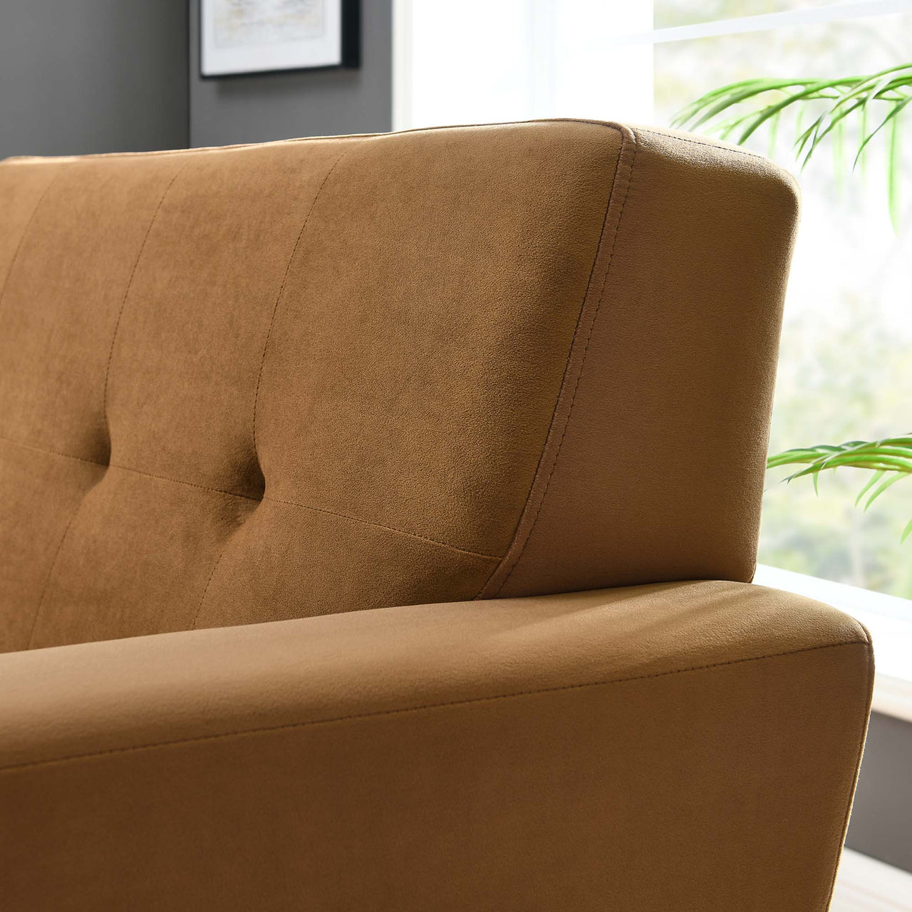 Rendezvous Velvet Armchair, Cognac