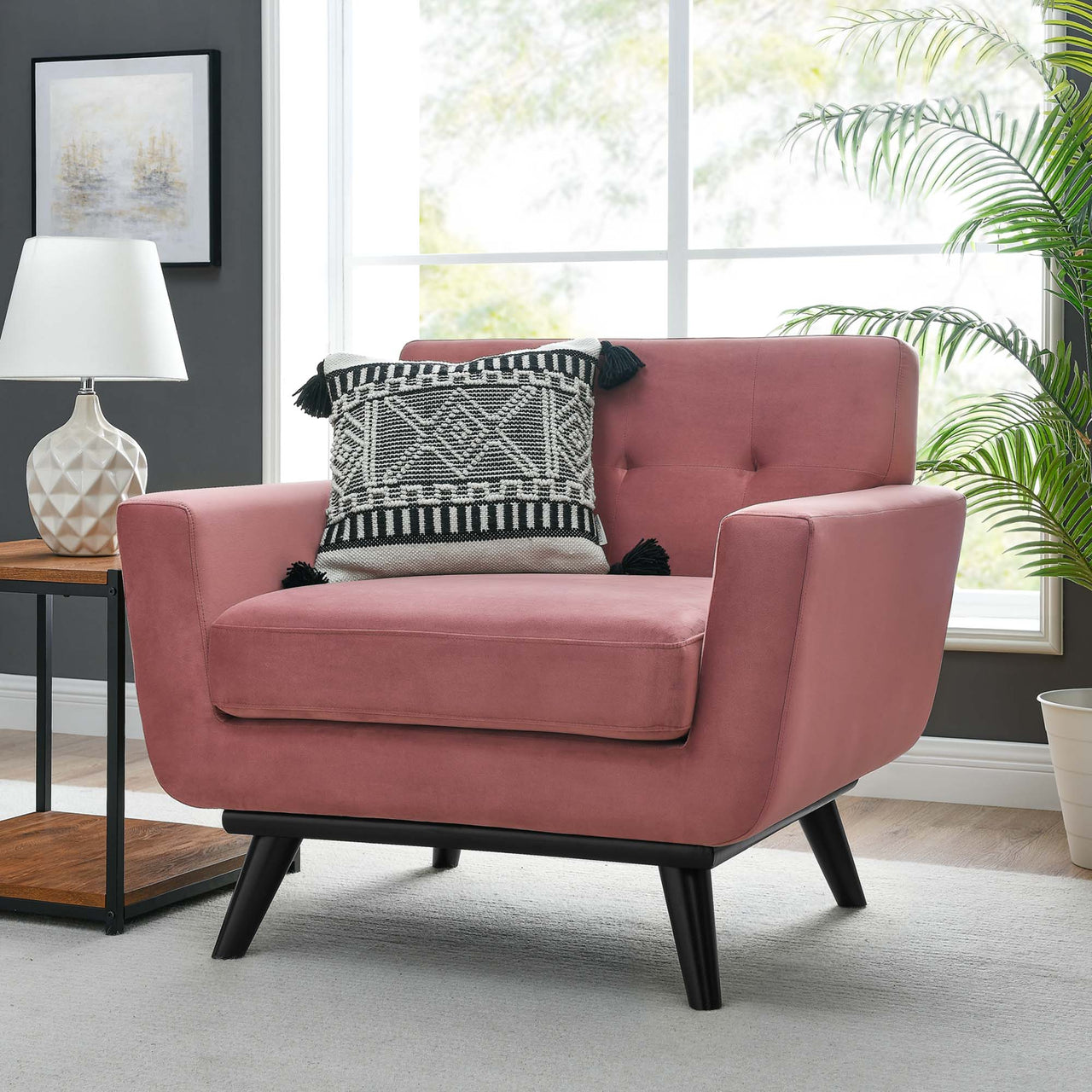 Rendezvous Velvet Armchair, Dusty Rose