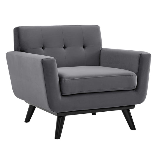 Rendezvous Velvet Armchair, Gray