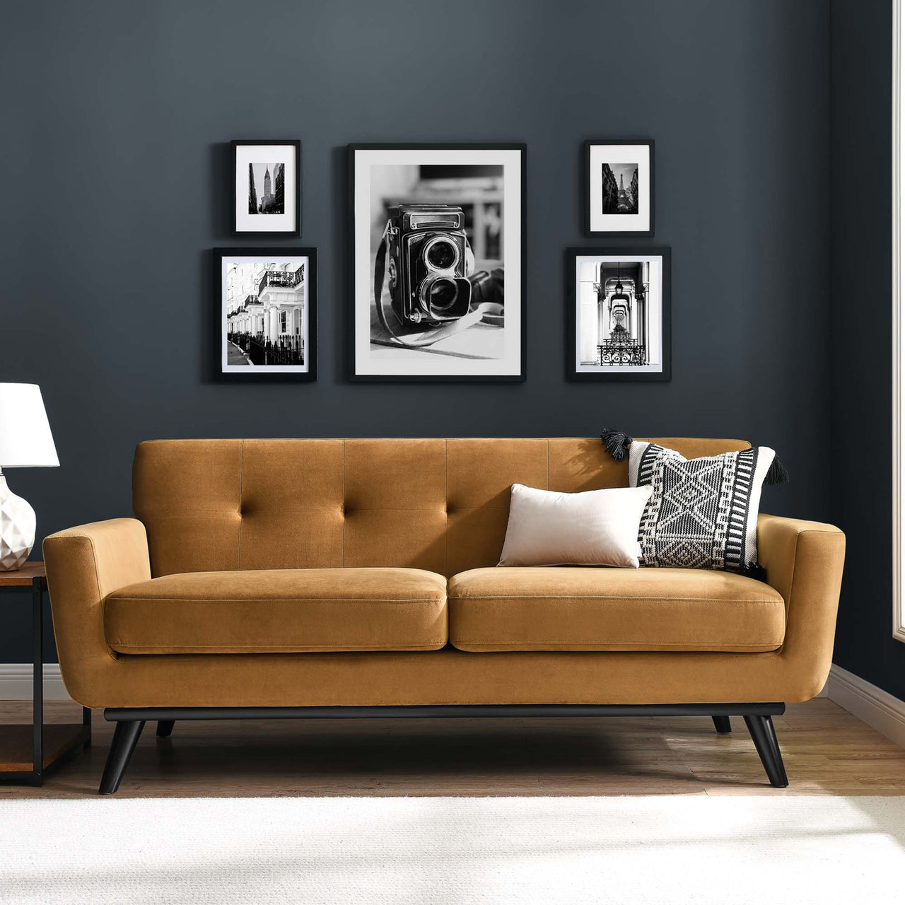 Rendezvous Velvet Loveseat, Cognac