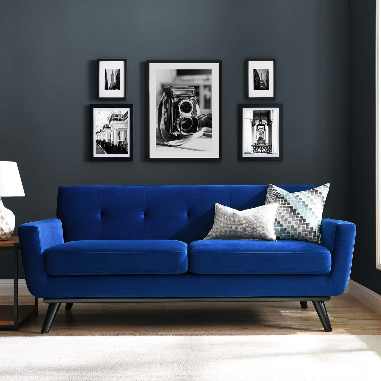 Rendezvous Velvet Loveseat, Navy