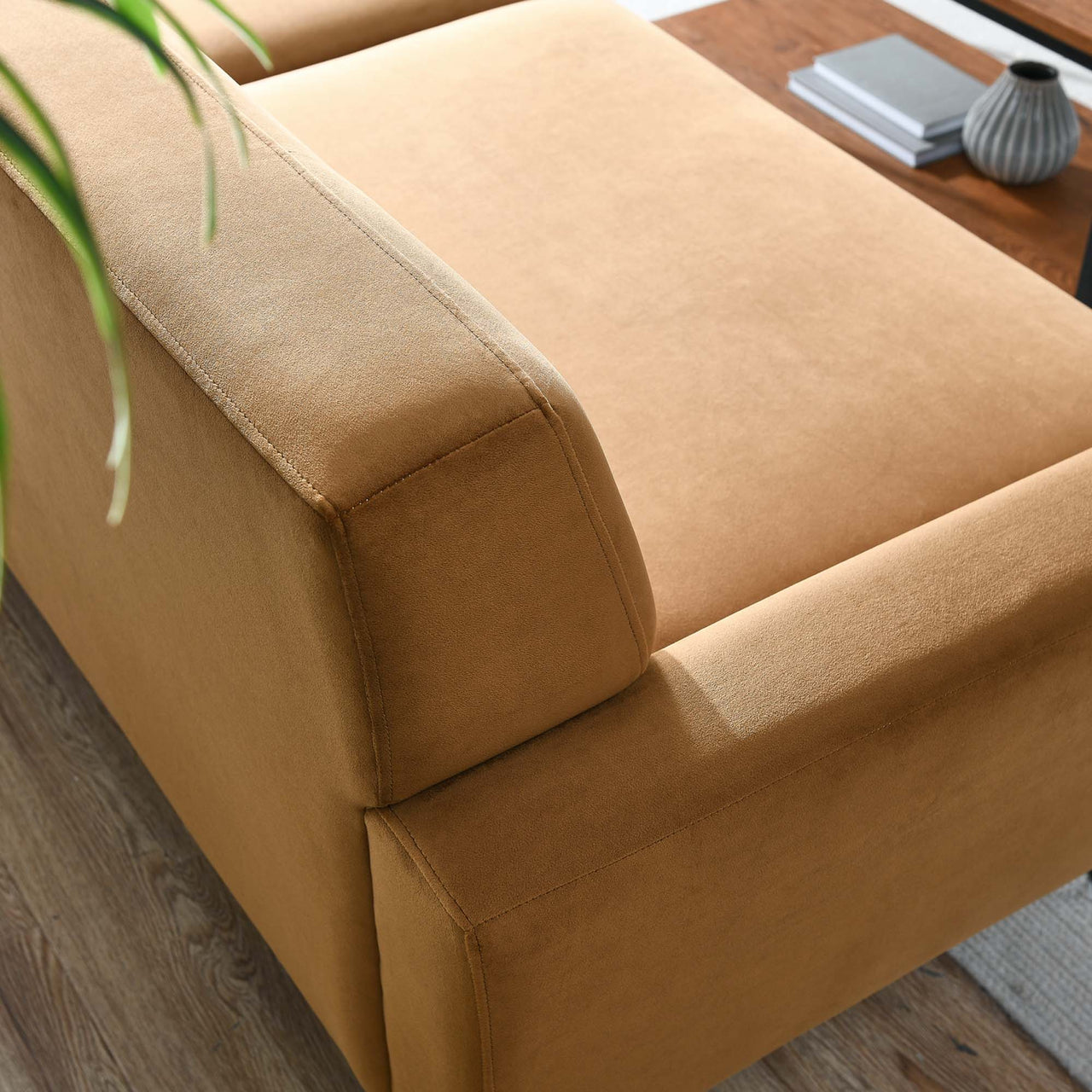 Rendezvous Velvet Sofa, Cognac