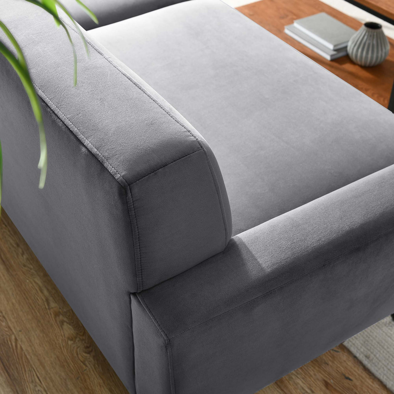Rendezvous Velvet Sofa, Gray