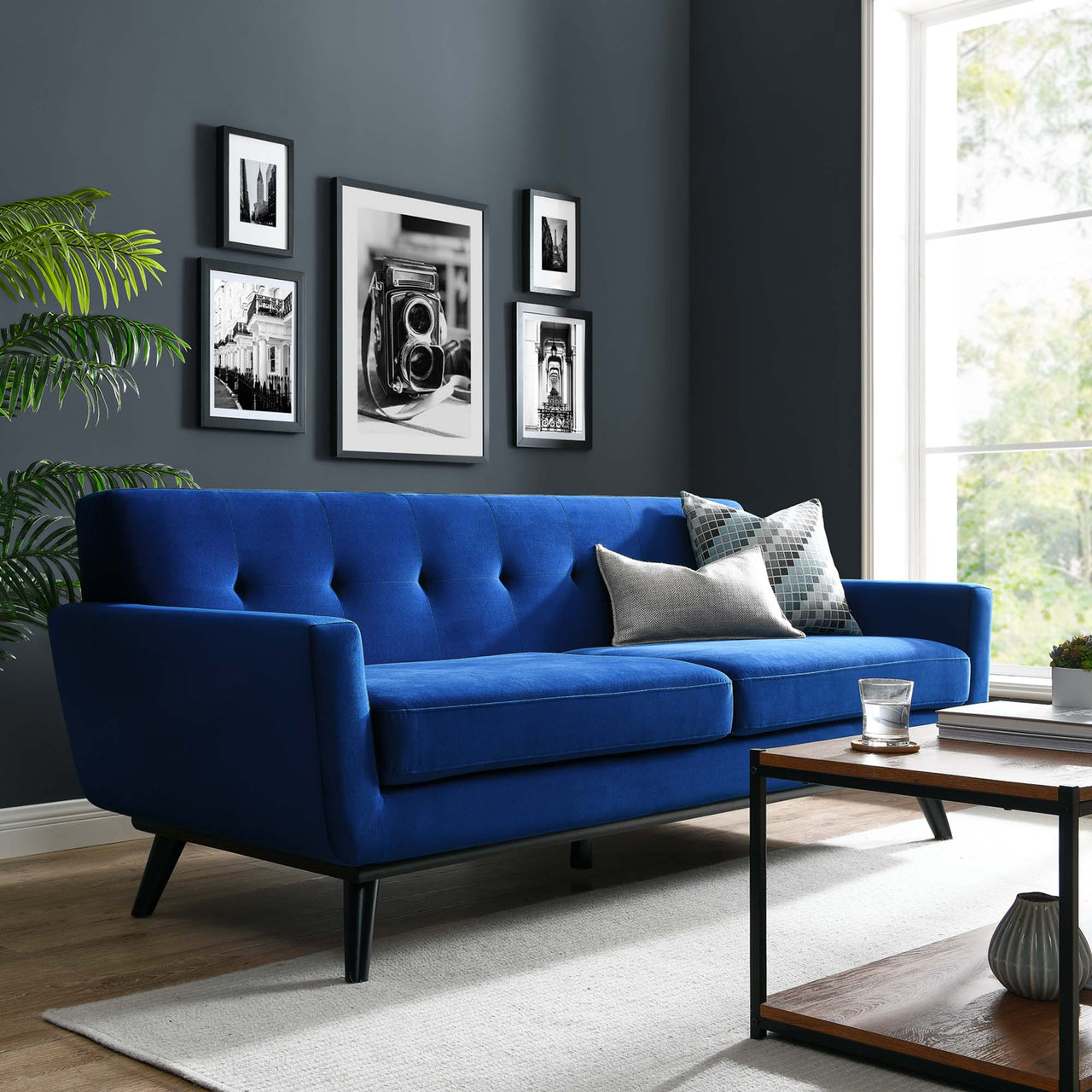 Rendezvous Velvet Sofa, Navy