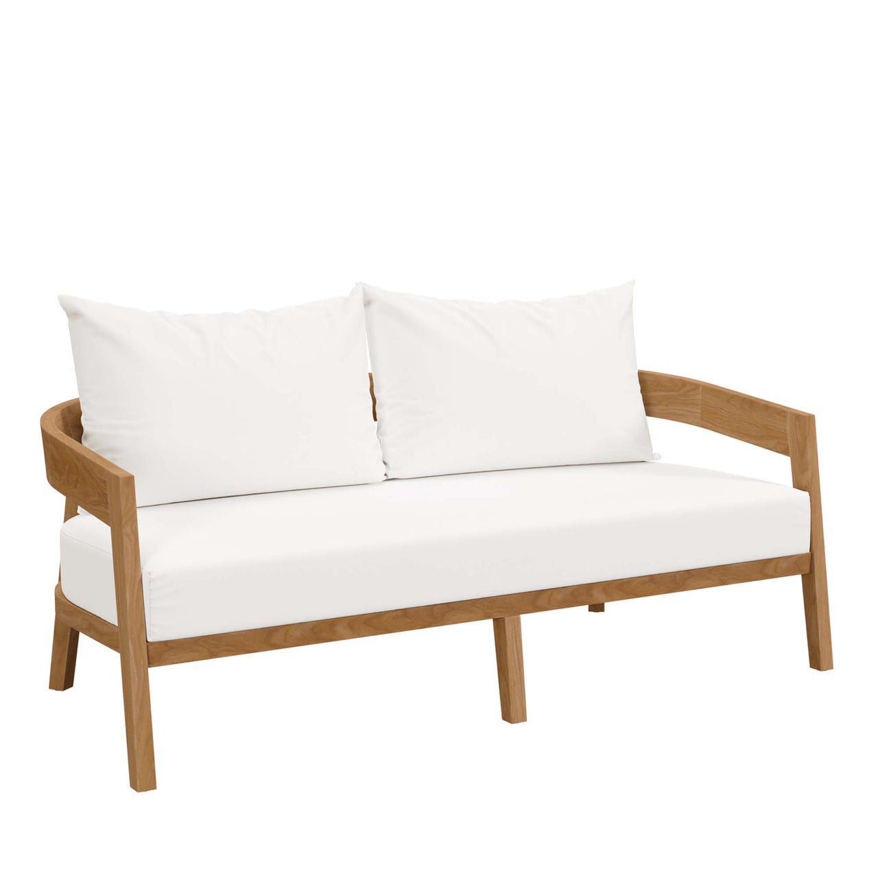 Teca Alfresco Loveseat, Natural Wood & White