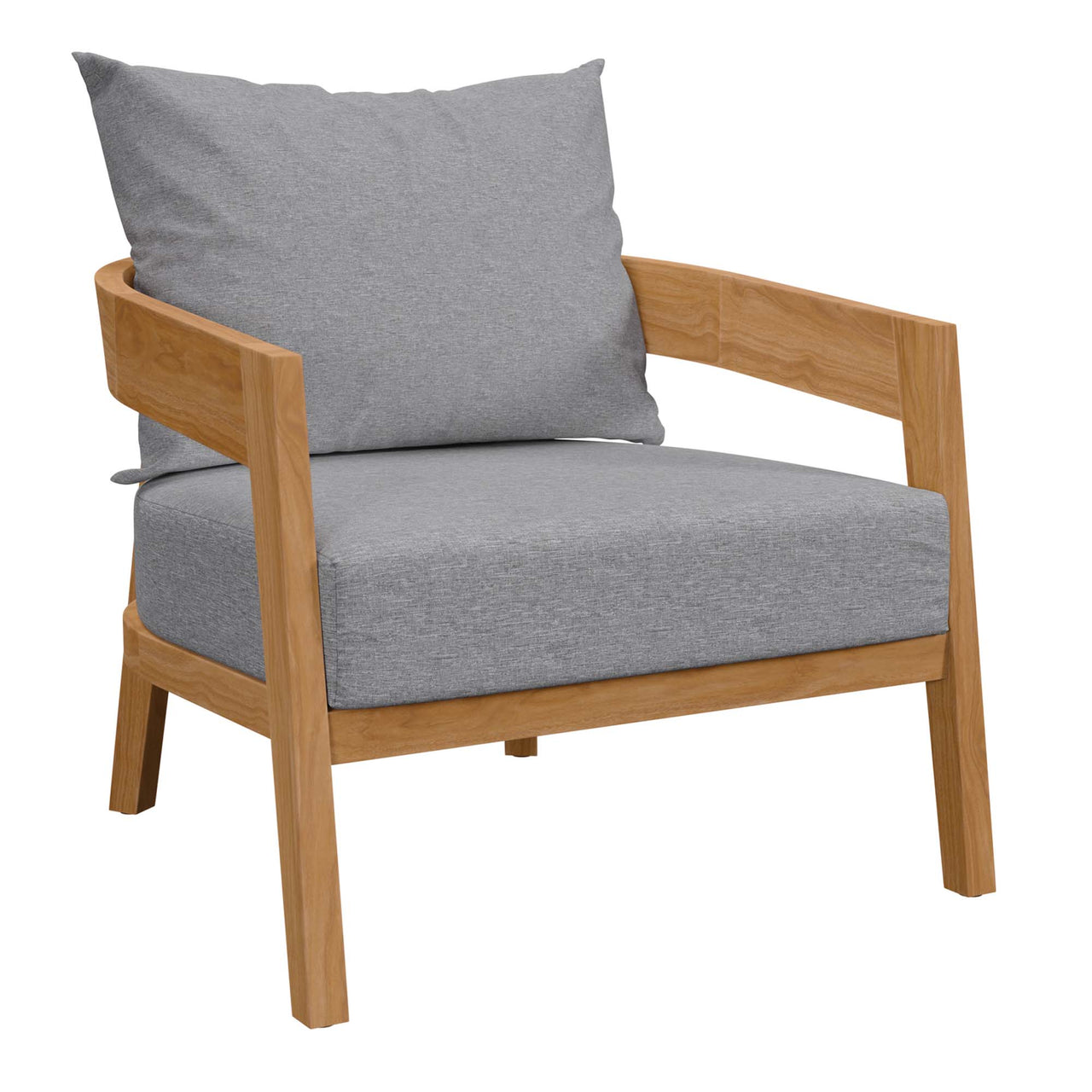 Teca Alfresco Armchair, Natural Wood & Gray