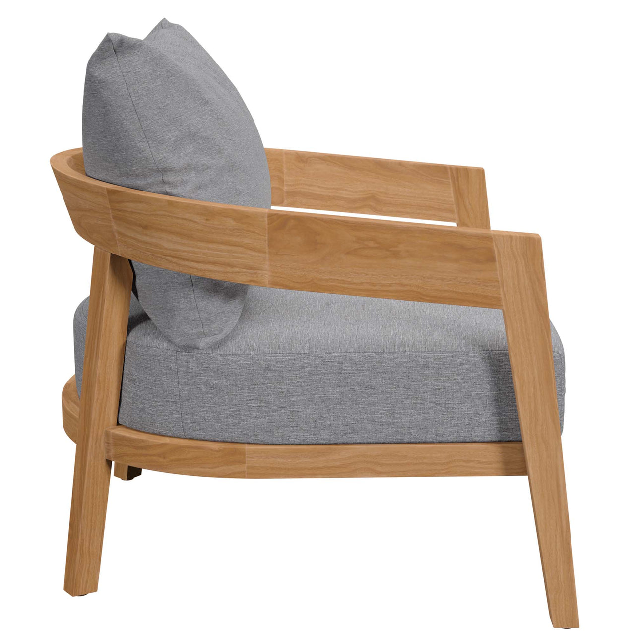 Teca Alfresco Armchair, Natural Wood & Gray
