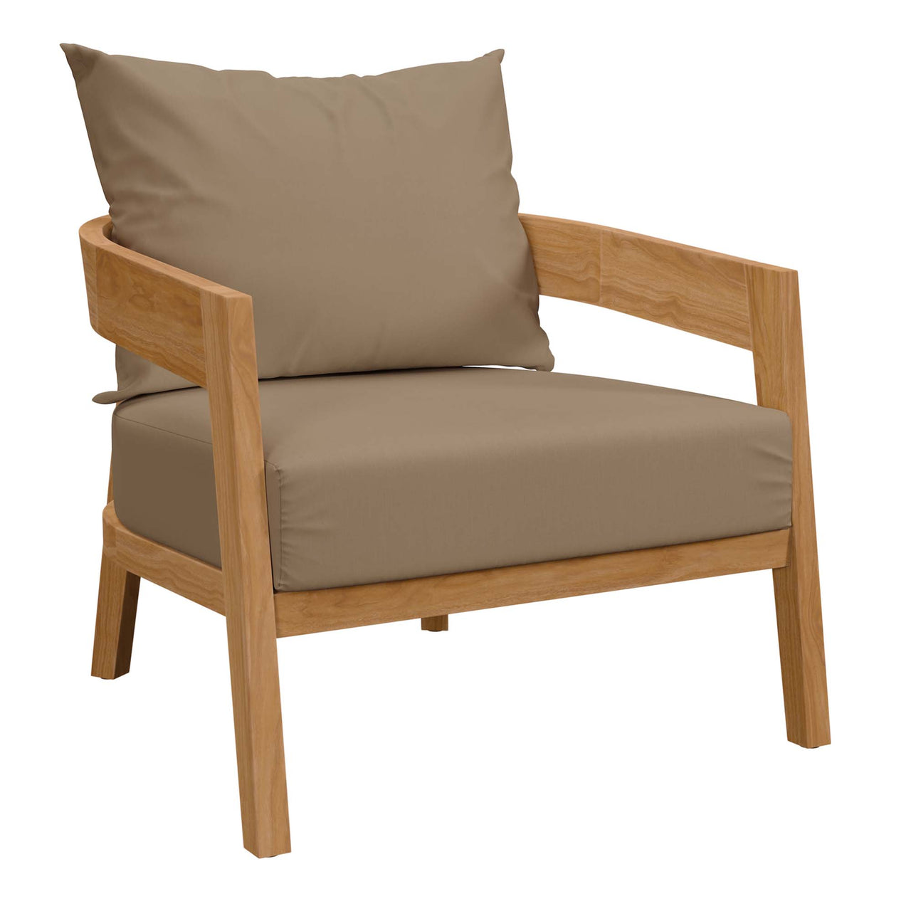 Teca Alfresco Armchair, Natural Wood & Light Brown