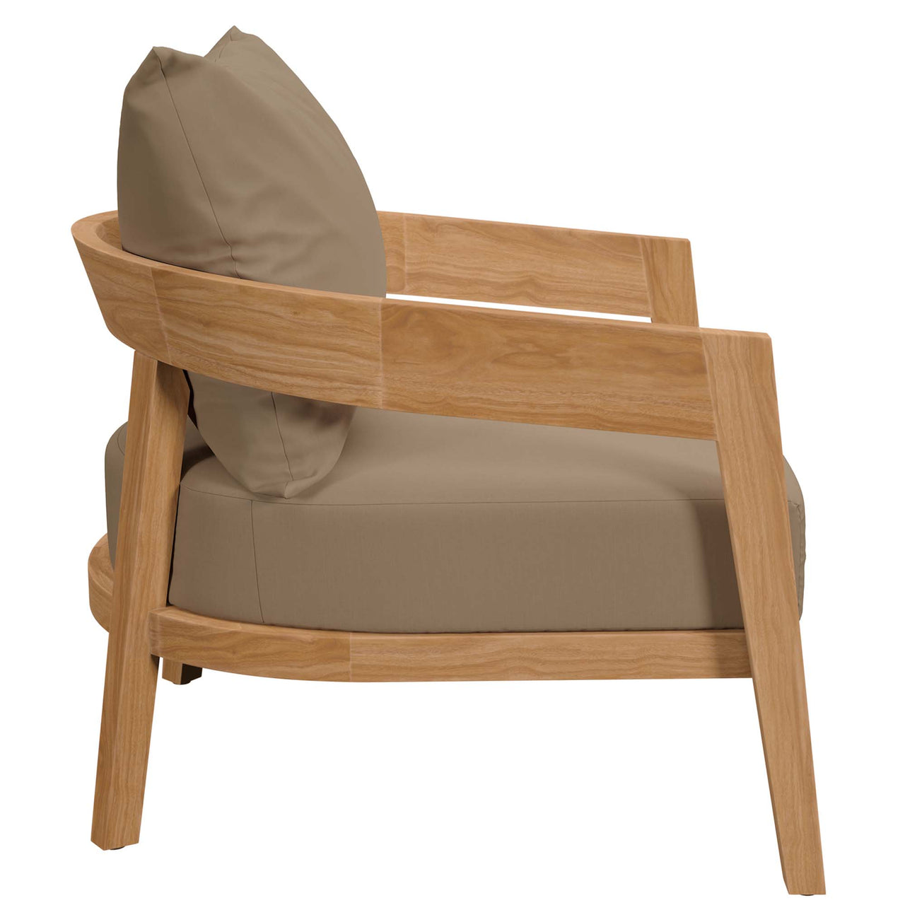 Teca Alfresco Armchair, Natural Wood & Light Brown