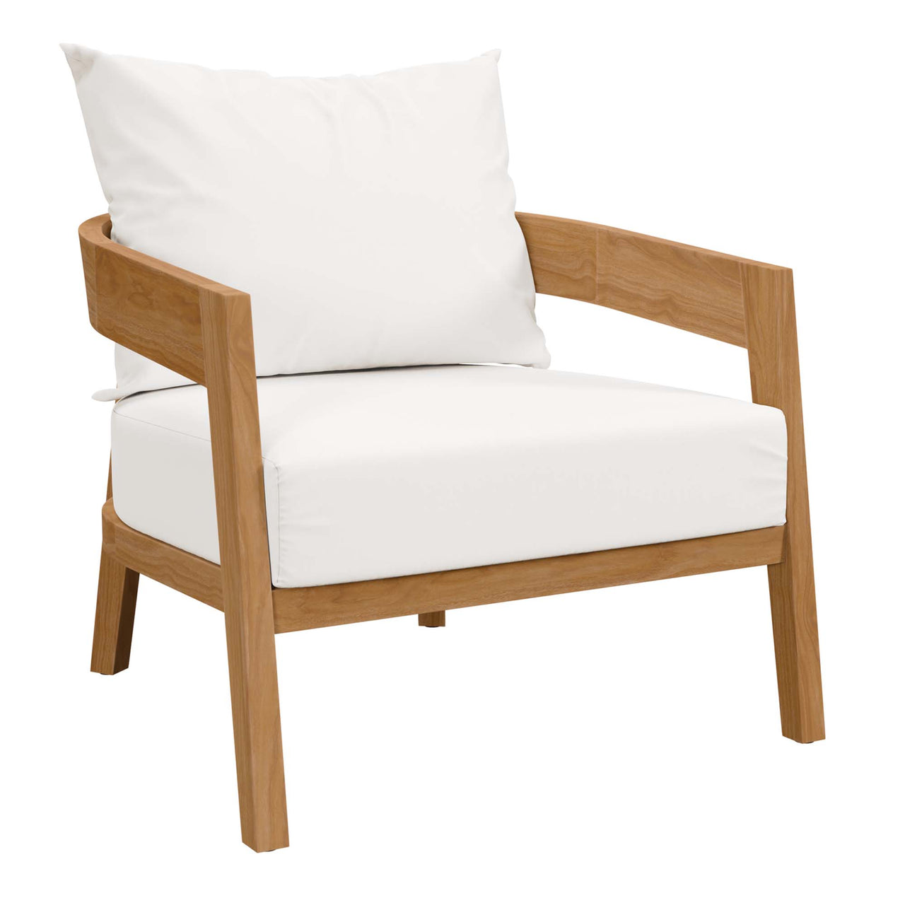 Teca Alfresco Armchair, Natural Wood & White
