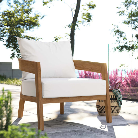 Teca Alfresco Armchair, Natural Wood & White