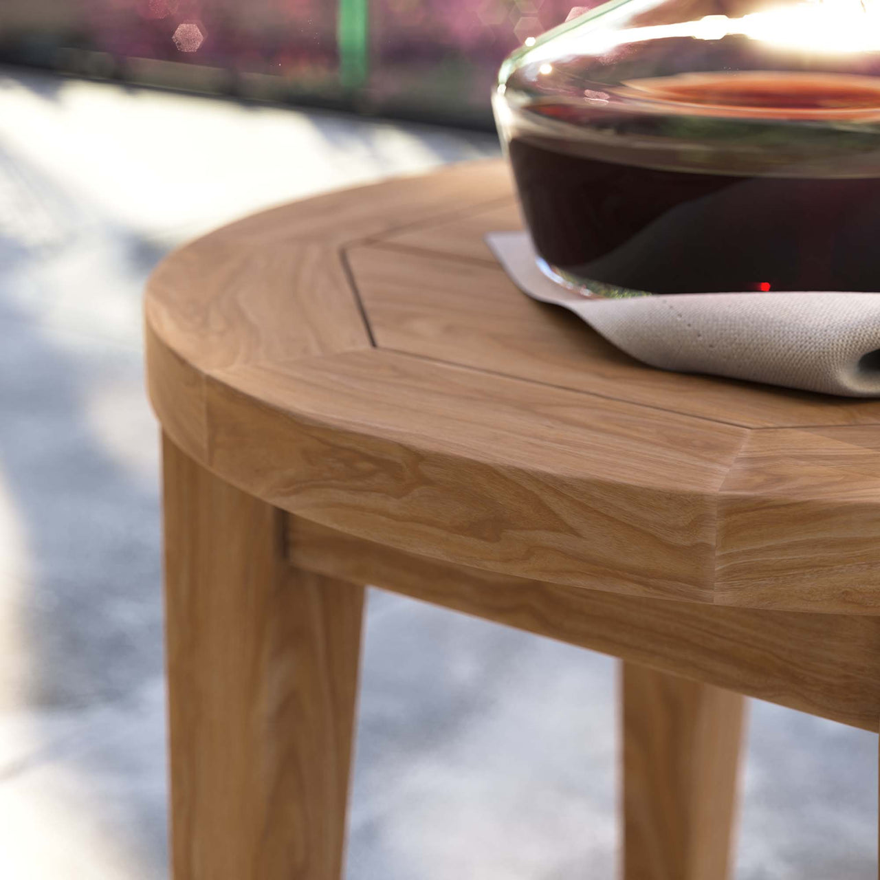 Teca Alfresco Side Table, Natural Wood