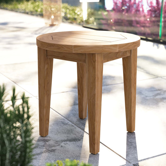Teca Alfresco Side Table, Natural Wood