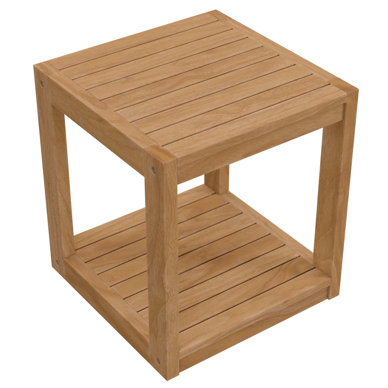 Ladder Rung Alfresco Teak Side Table, Natural Wood