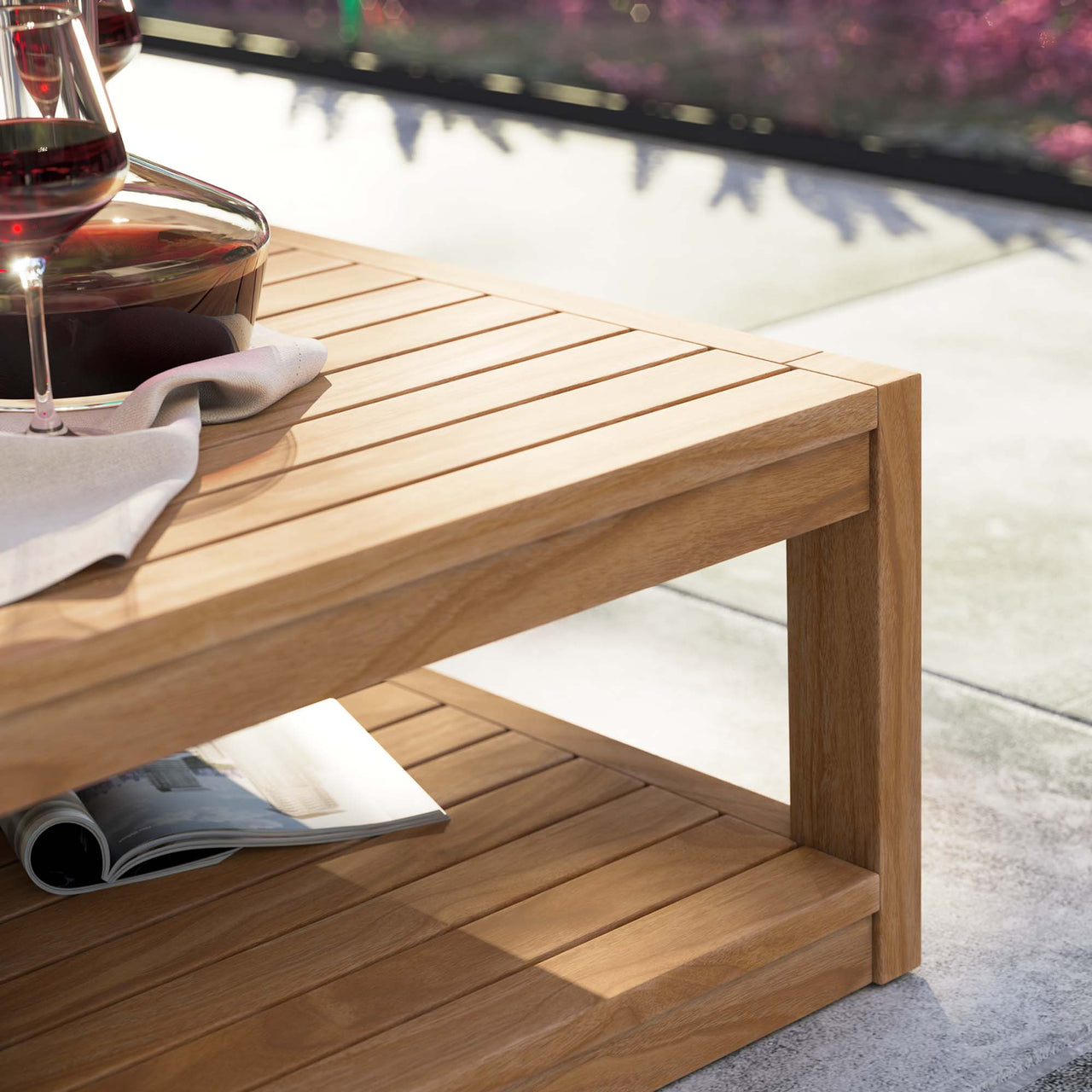 Ladder Rung Alfresco Teak Coffee Table, Natural Wood
