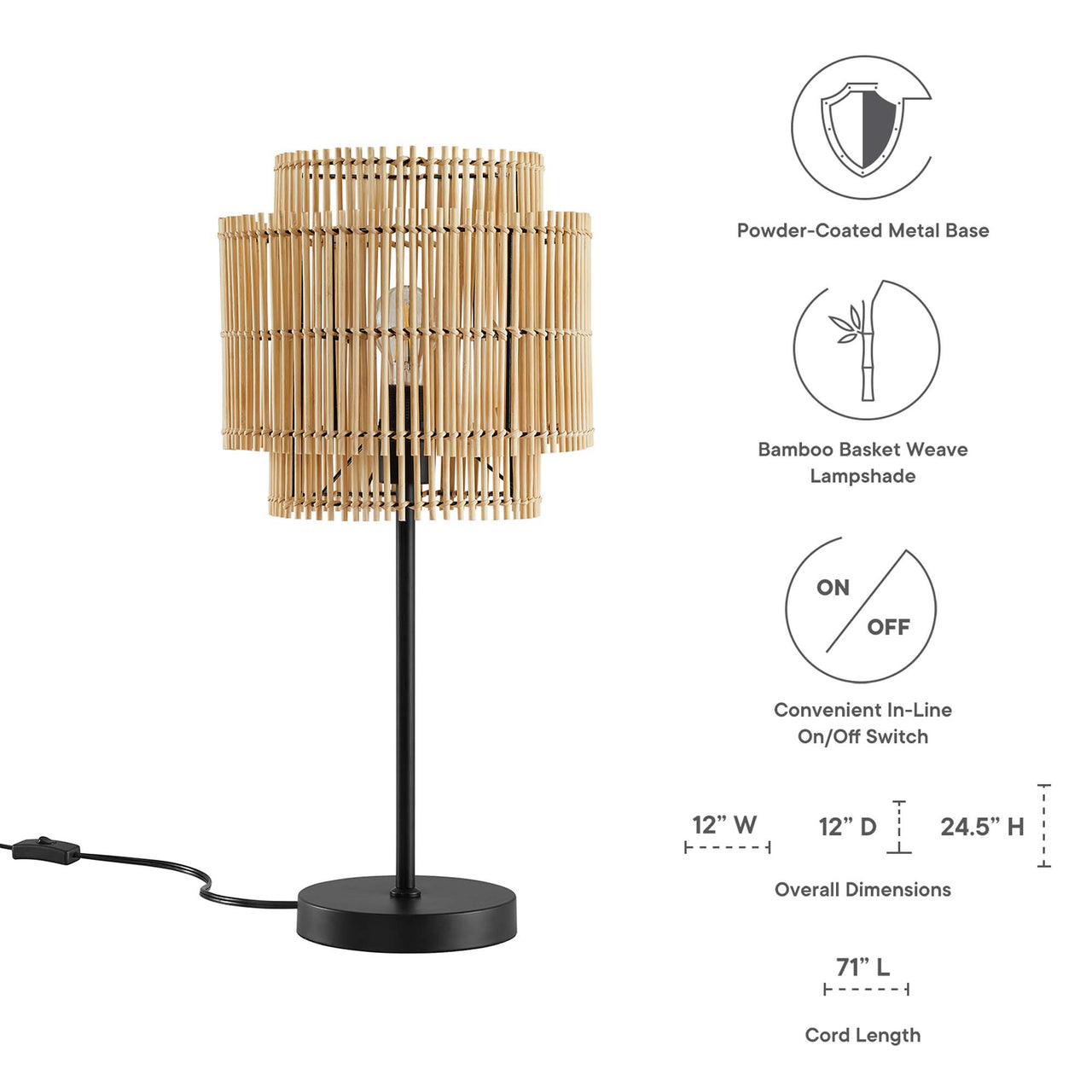 Lyselle Table Lamp, Natural Wood
