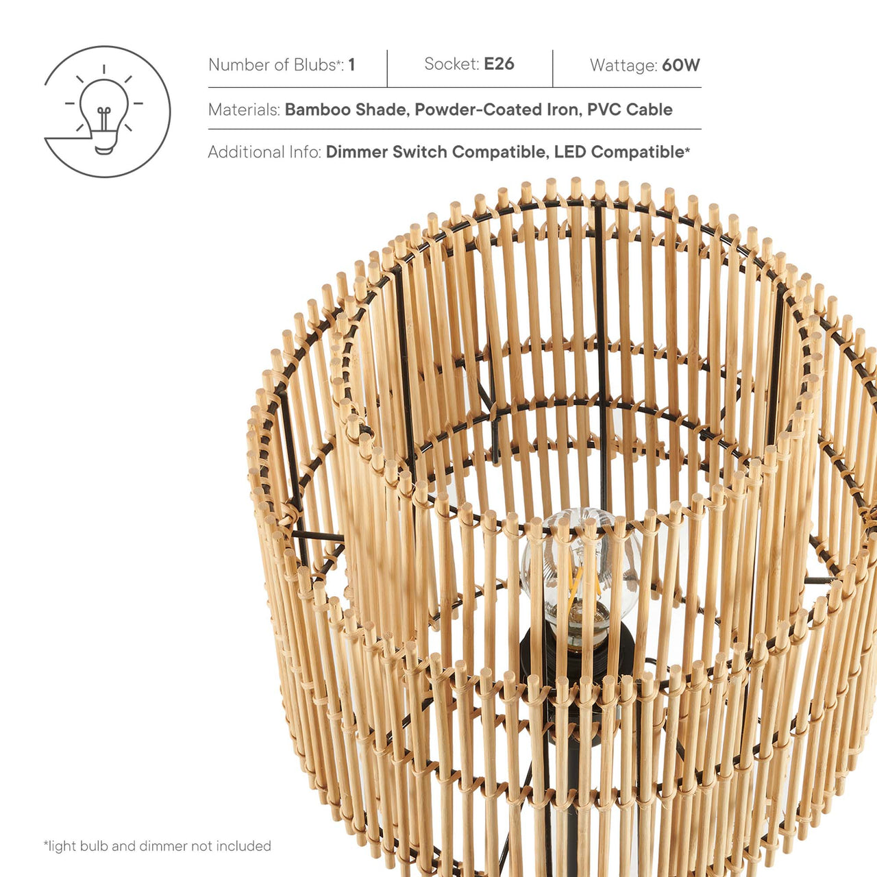 Lyselle Table Lamp, Natural Wood