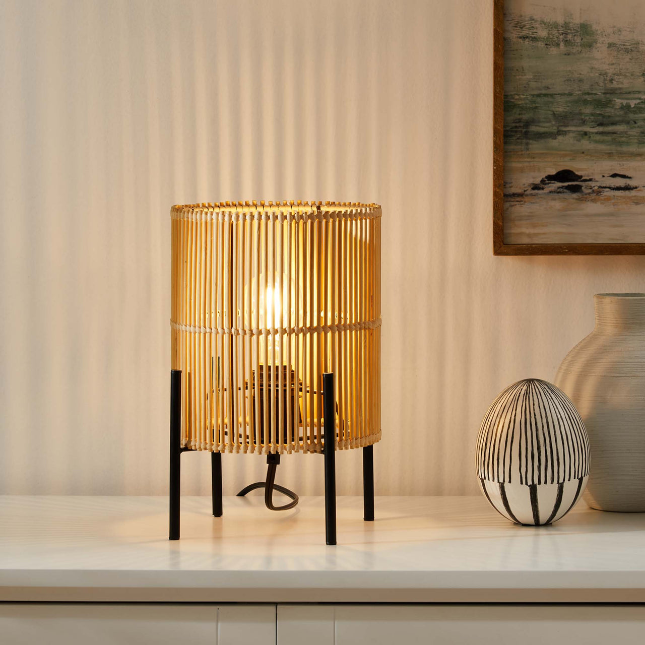 Caldeira Table Lamp, Natural Wood