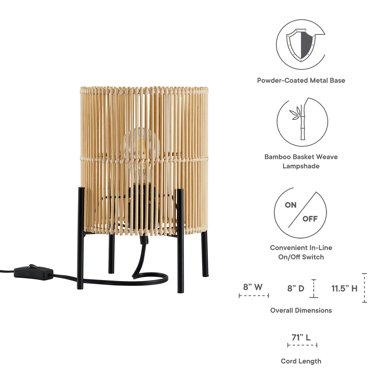 Caldeira Table Lamp, Natural Wood