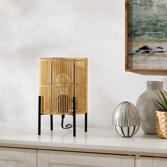Caldeira Table Lamp, Natural Wood