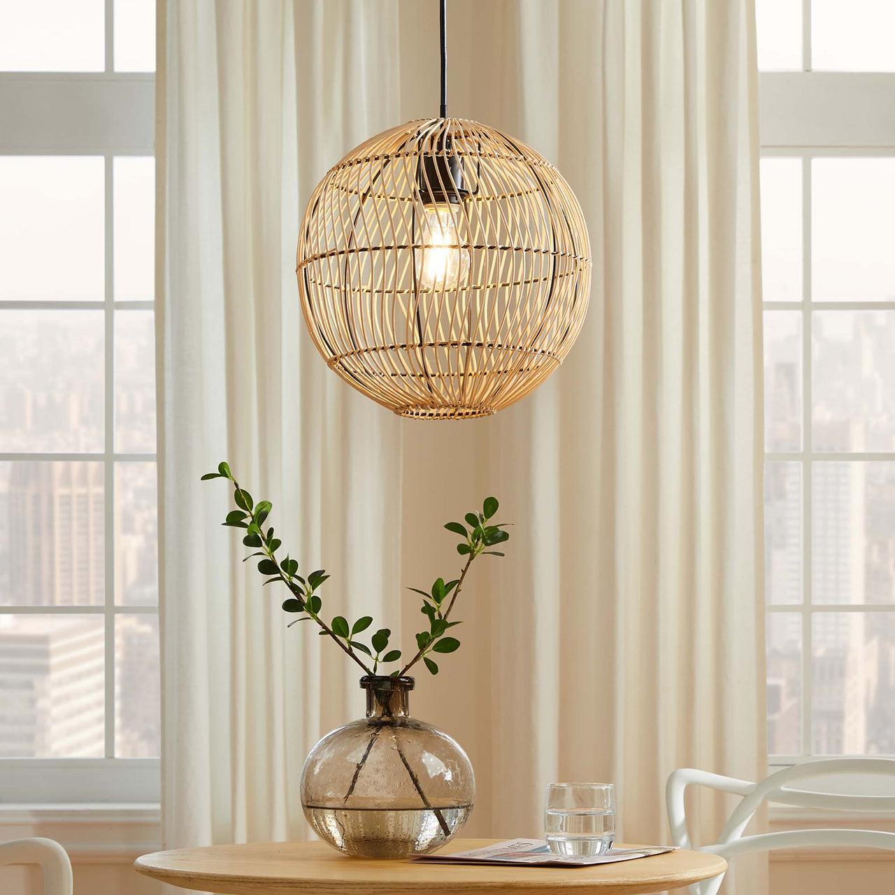 Orvane Pendant Light, Natural Wood