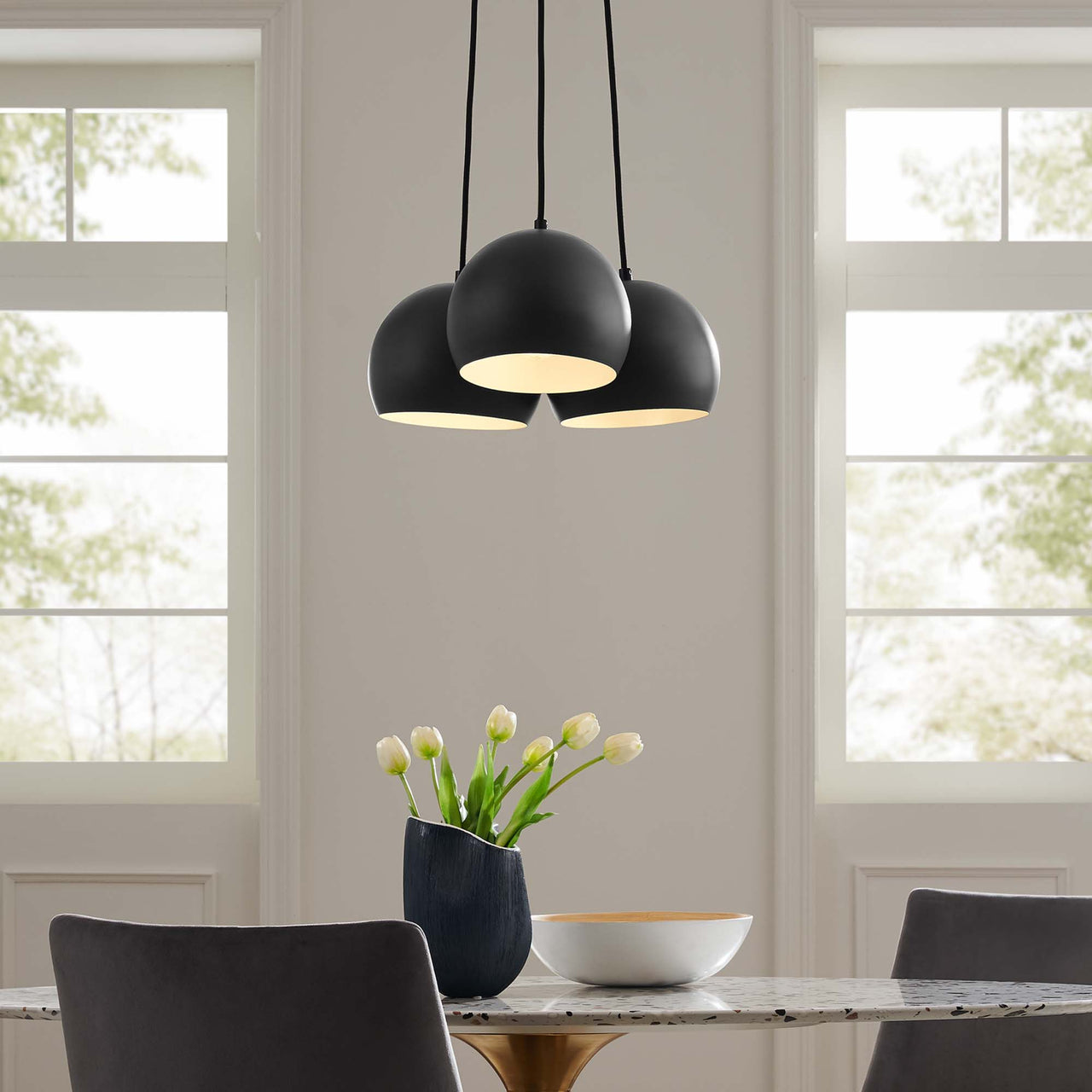 Goblet 3-Light Metal Pendant, Black
