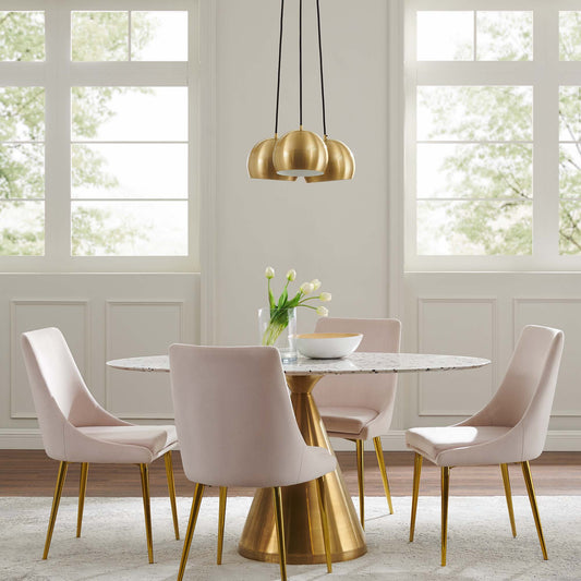 Goblet 3-Light Metal Pendant, Satin Brass