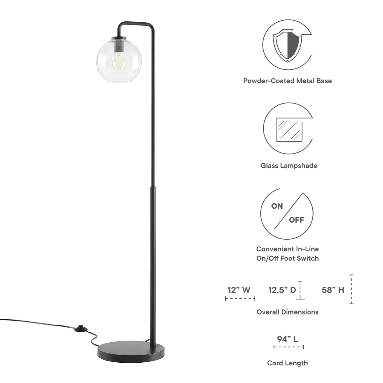 Discharge Floor Lamp, Black