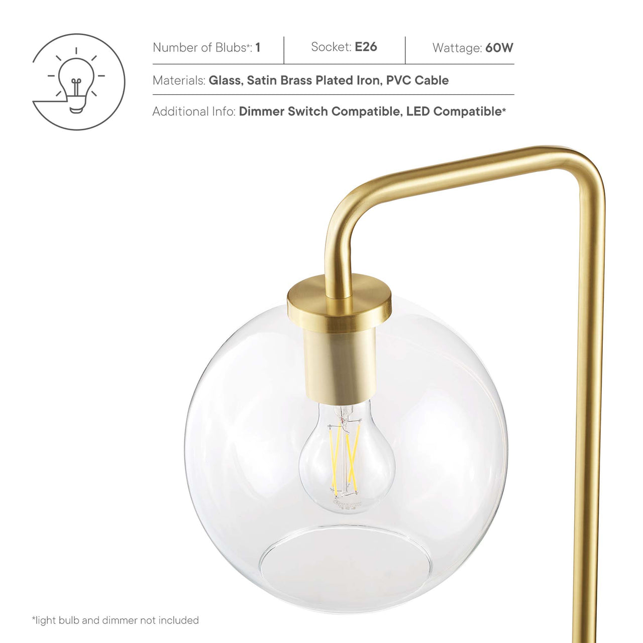 Discharge Floor Lamp, Satin Brass