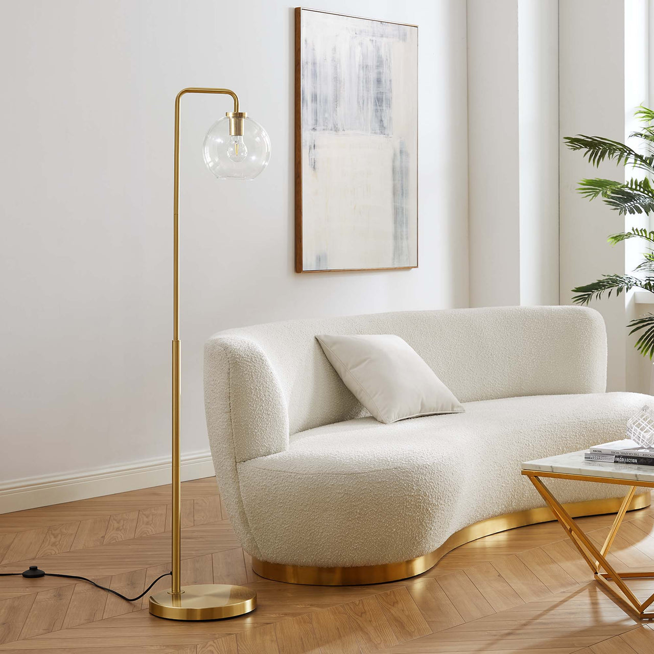 Discharge Floor Lamp, Satin Brass