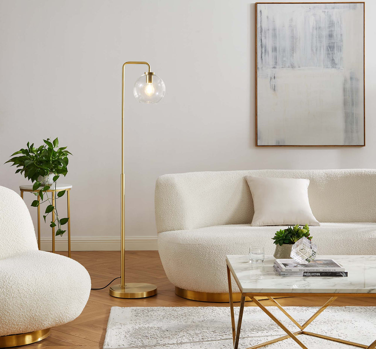 Discharge Floor Lamp, Satin Brass